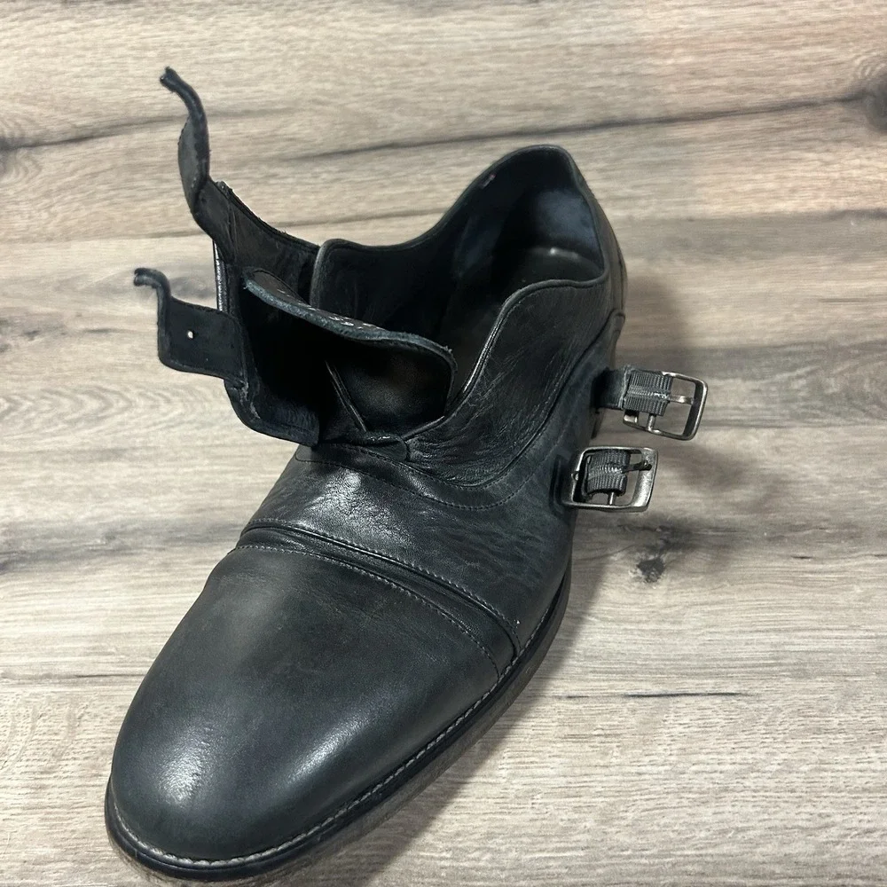 John Varvatos Double Monk Strap Leather Shoes Mens 10 Made in Italy Fits Like 11